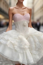 Cute Ball Gowns White Straps Homecoming Dresses 18Th Birthday Outfits