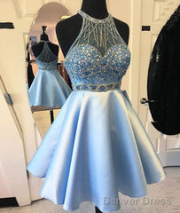 Cute Blue Short Prom Dress, Blue Homecoming Dress