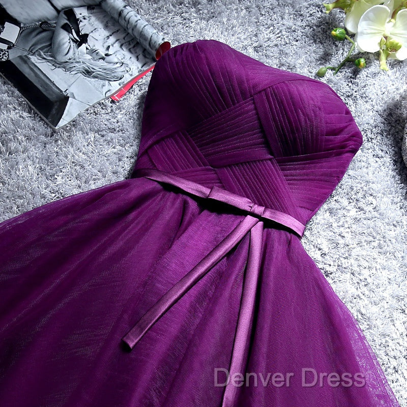 Cute Dark Purple Tulle Short Bridesmaid Dresses, Tulle Party Dresses, Short Formal Dresses Secondary image