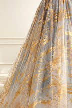 Cute Gradient Tulle Long Formal Dresses, A-Line Strapless Prom Dresses Evening Dresses