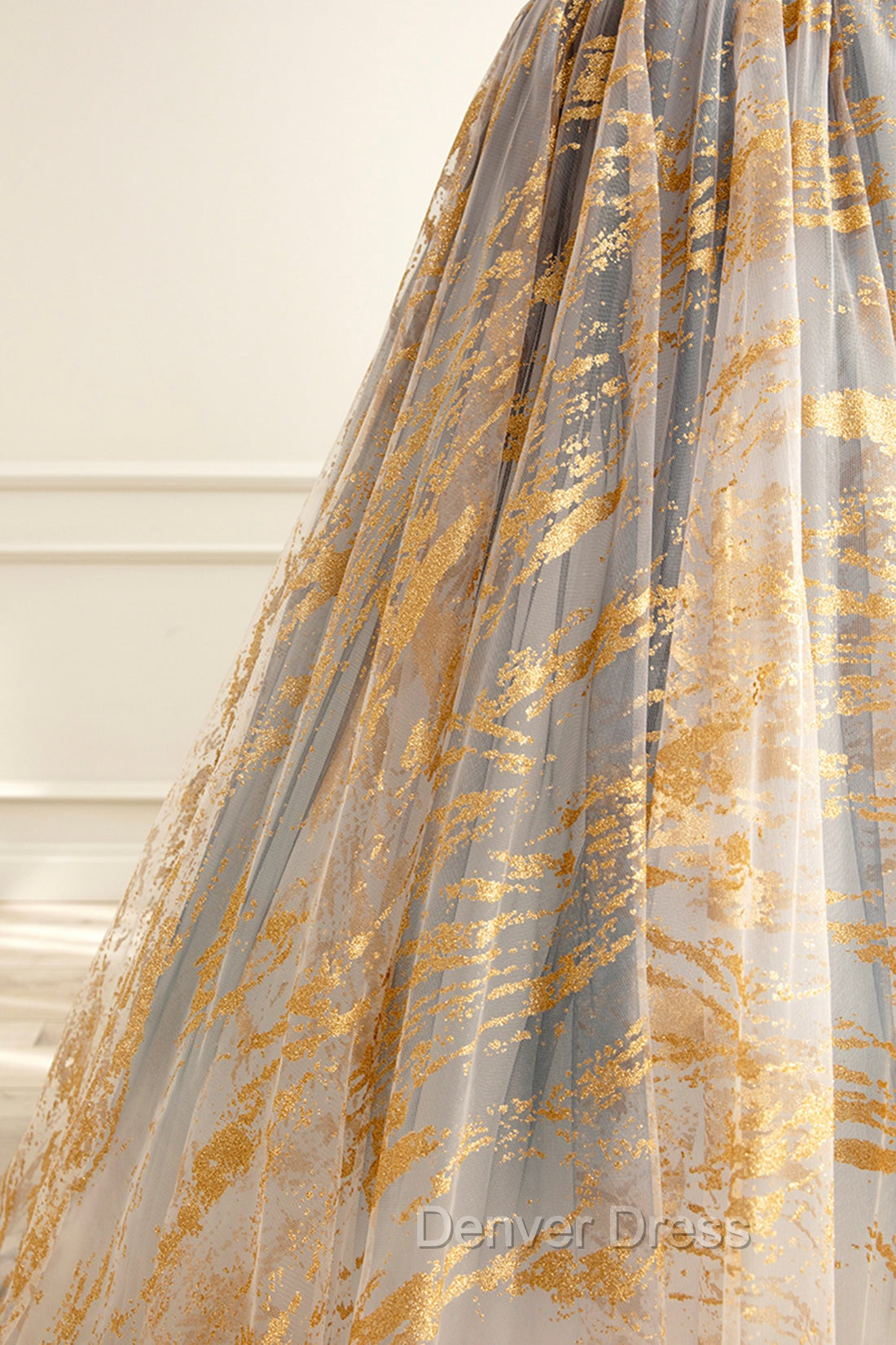 Cute Gradient Tulle Long Formal Dresses, A-Line Strapless Prom Dresses Evening Dresses