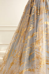 Cute Gradient Tulle Long Formal Dresses, A-Line Strapless Prom Dresses Evening Dresses