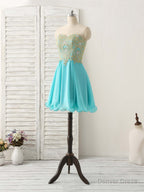 Cute Green Lace Applique Short Prom Dress Green Homecoming Dresses