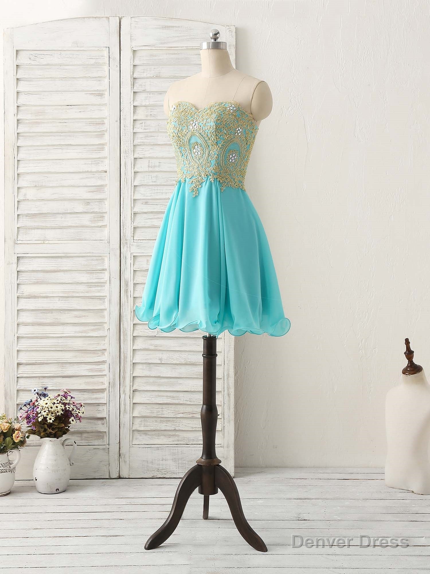 Cute Green Lace Applique Short Prom Dress Green Homecoming Dresses