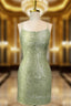 Cute Green Spaghetti straps  Lace Up Sequined Homecoming Party Dresses
