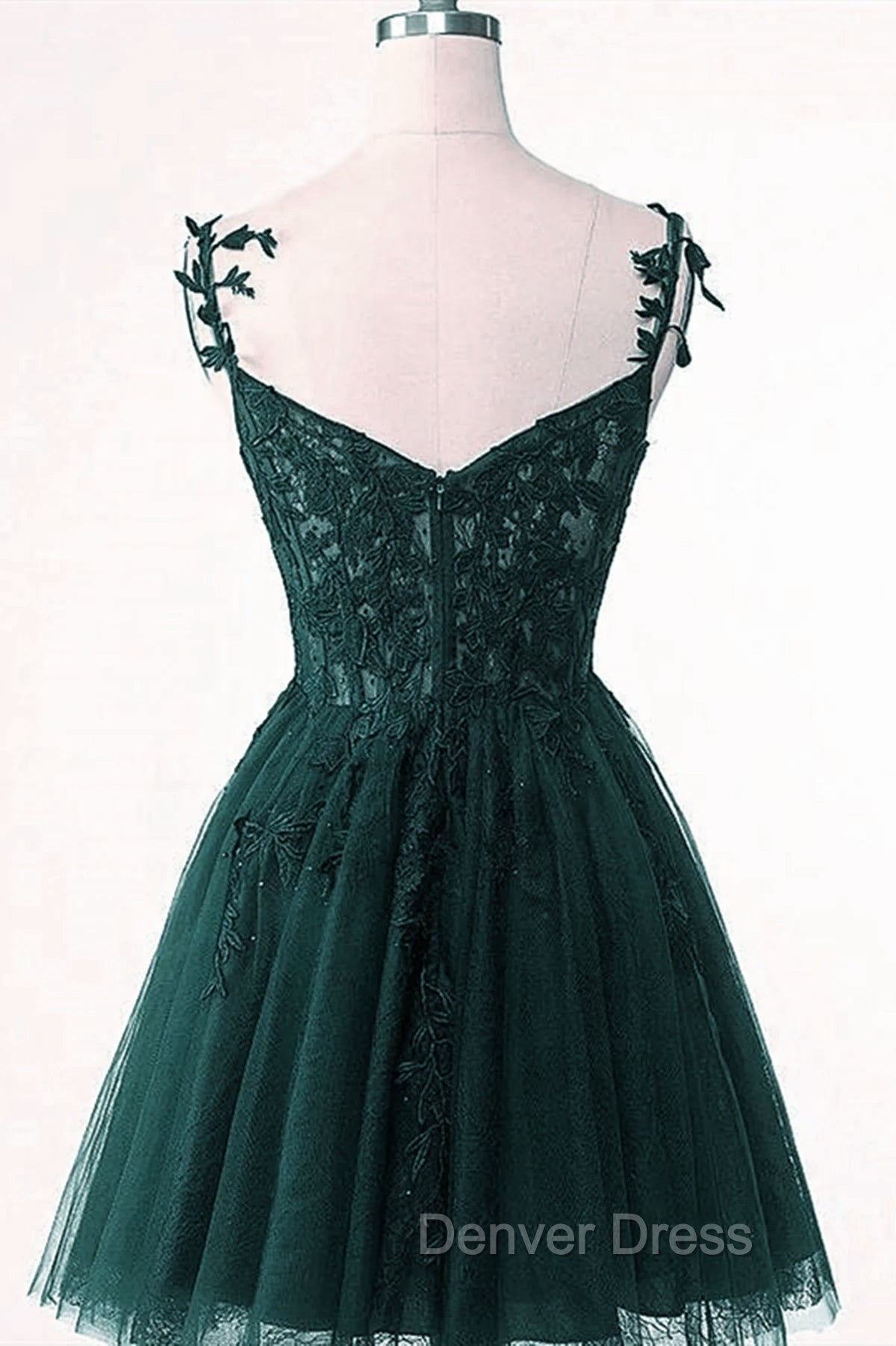 Cute Green Tulle Short Straps Sweetheart Homecoming Dresses, Green Short Prom Dresses Secondary image