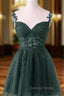 Cute Green Tulle Short Straps Sweetheart Homecoming Dresses, Green Short Prom Dresses