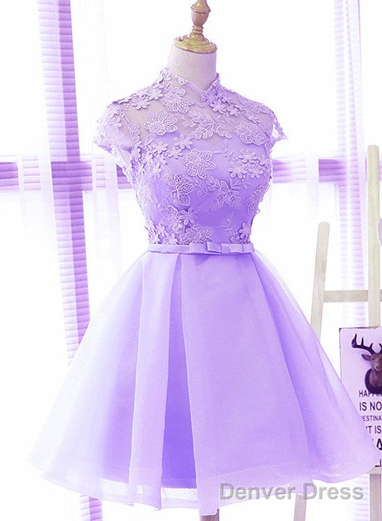 Cute High Neckline Lavender Short Graduation Dress, Short Prom Dress Main image