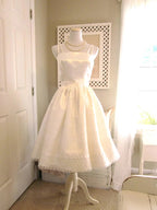 Cute Ivory Strappy Satin Lace Trim A-Line Birthday Dresses Homecoming Dresses