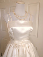 Cute Ivory Strappy Satin Lace Trim A-Line Birthday Dresses Homecoming Dresses