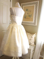 Cute Ivory Strappy Satin Lace Trim A-Line Birthday Dresses Homecoming Dresses
