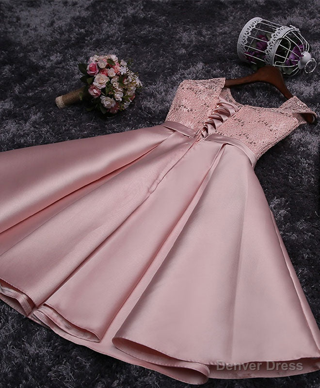 Cute Lace Sequins Short Prom Dress, Homecoming Dresses