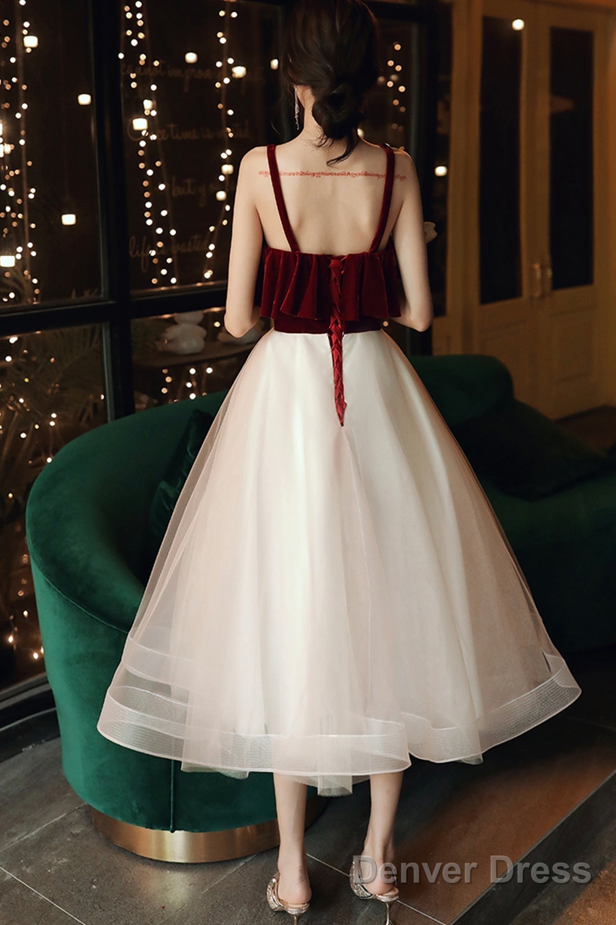 Cute Lace Short A Line Homecoming Dress Secondary image