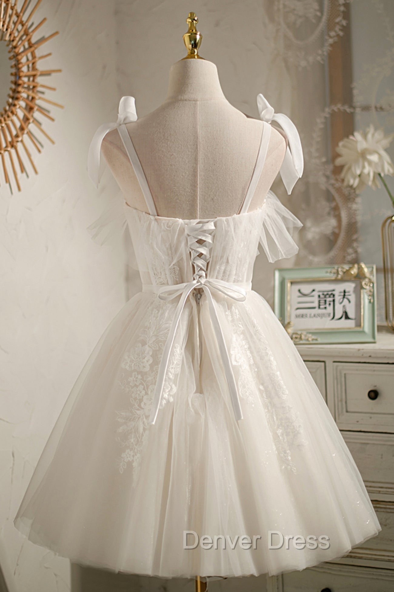 Cute Lace Short Prom Dress, A Line Homecoming Prom Dresses