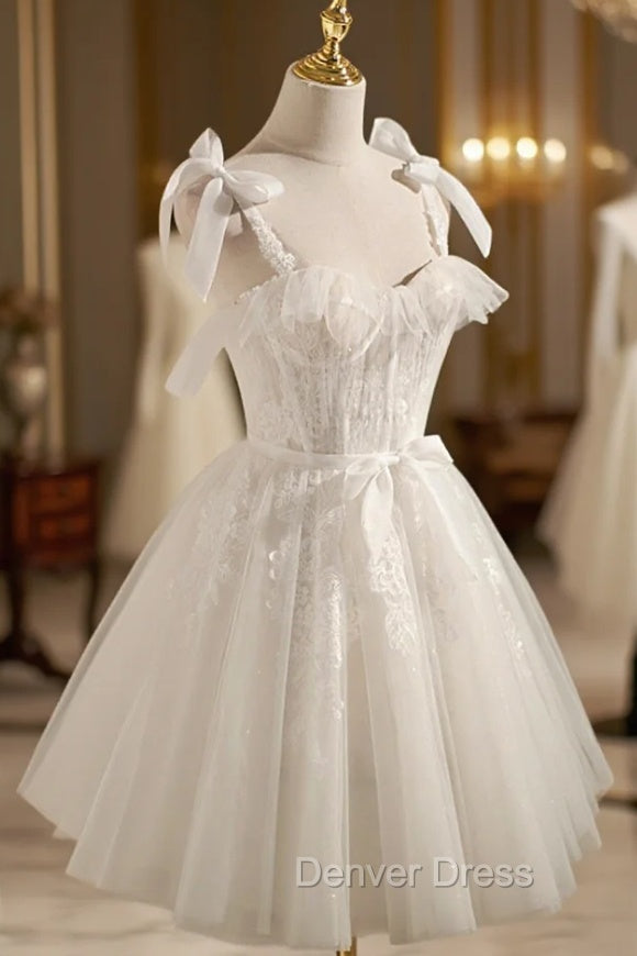 Cute Lace Short Prom Dress, A Line Homecoming Prom Dresses