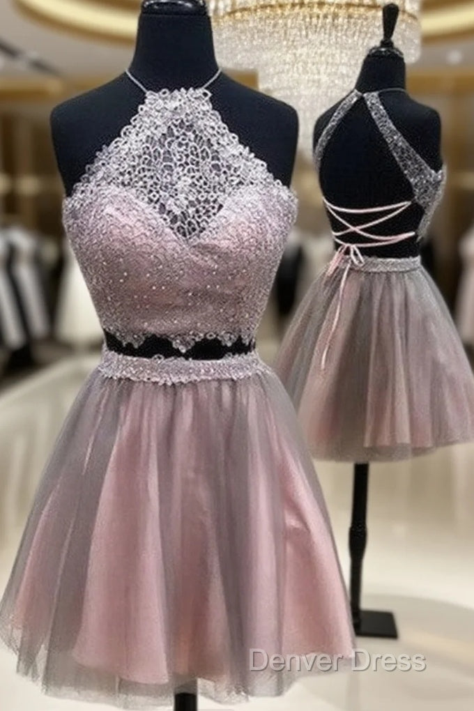 Cute Lace Tulle Short Prom Dresses, Cute Homecoming Dresses