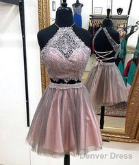 Cute Lace Tulle Short Prom Dress, Cute Homecoming Dress