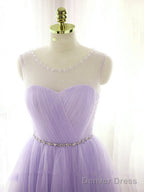 Cute Lavender Homecoming Dress With Belt, Lovely Short Prom Dress