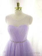 Cute Lavender Homecoming Dress With Belt, Lovely Short Prom Dresses
