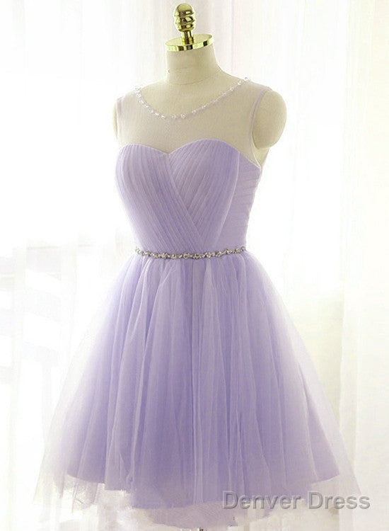 Cute Lavender Homecoming Dress With Belt, Lovely Short Prom Dresses