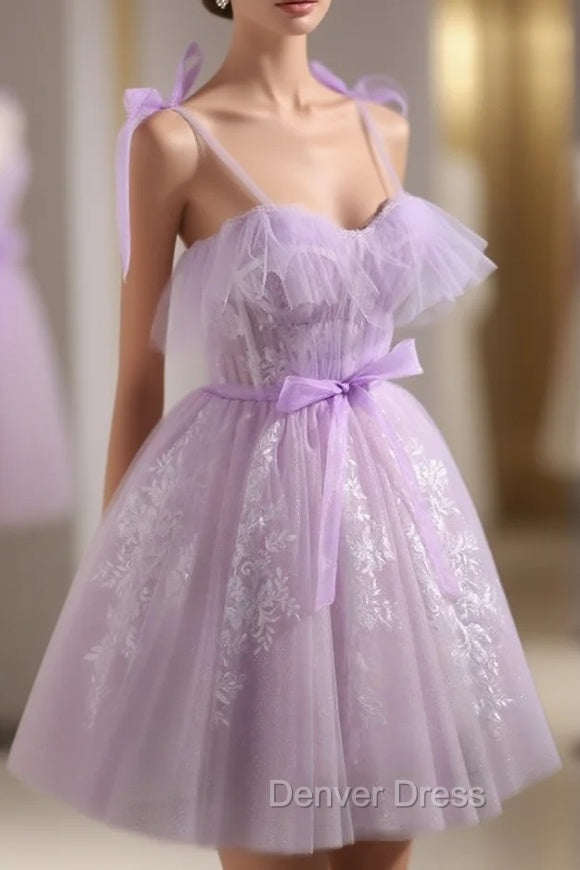 Cute Lavender Tulle Short Prom Dresses, Lavender Homecoming Dresses 2026 Secondary image