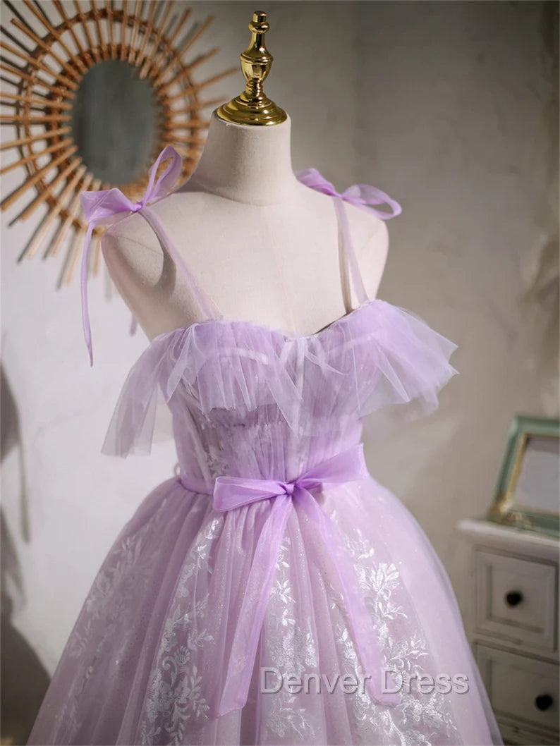Cute Lavender Tulle Short Prom Dresses, Lavender Homecoming Dresses 2026