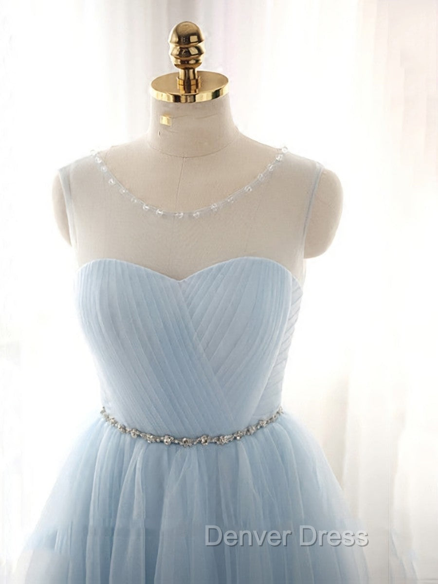 Cute Light Blue Homecoming Dress With Belt, Lovely Short Prom Dresses