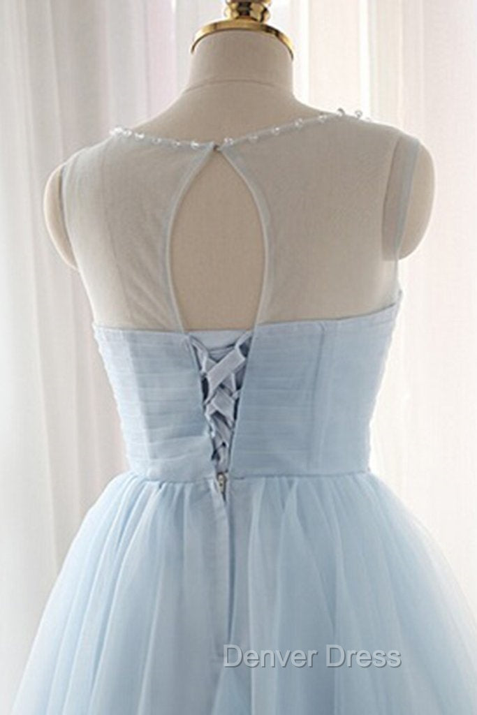 Cute Light Blue Homecoming Dresses With Belt, Lovely Short Prom Dresses