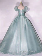 Cute Light Green Tulle Ball Gowns Sweet 16 Dress Green Prom Dress shops
