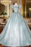 Cute Light Green Tulle Ball Gowns Sweet 16 Dress Green Prom Dress shops