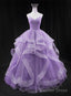 Cute Light Purple Tulle Long Layers Straps Prom Dresses, Sweet 16 Prom Gowns