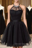 Cute Little Black Short Homecoming Dresses Halter Short Prom Dresses