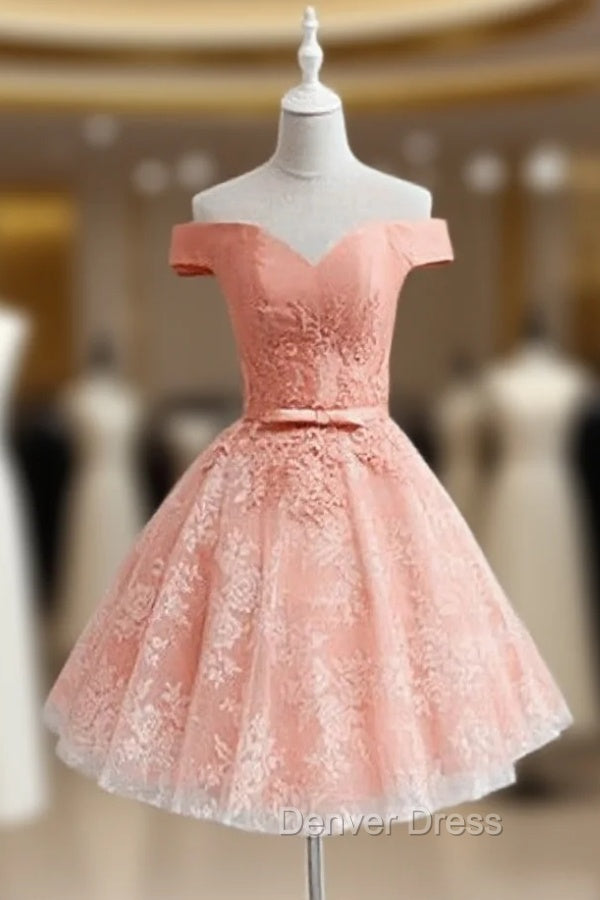 Cute Lovely Off Shoulder Tulle with Lace Party Dresses, Prom Dresses Secondary image