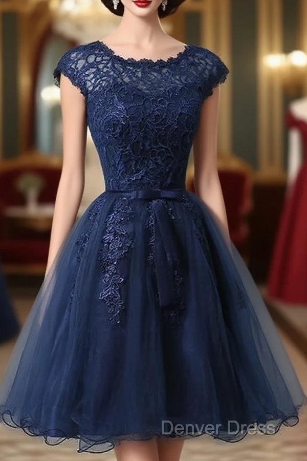 Cute Navy Blue Tulle And Lace Homecoming Dress , Lovely Prom Dresses Main image