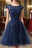 Cute Navy Blue Tulle And Lace Homecoming Dress , Lovely Prom Dresses
