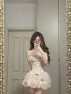 Cute Pink 3D Flower Corset With Bud Skirt 17Th Birthday Homecoming Dresses