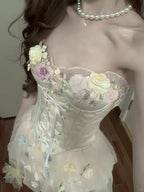 Cute Pink 3D Flower Corset With Bud Skirt 17Th Birthday Homecoming Dresses