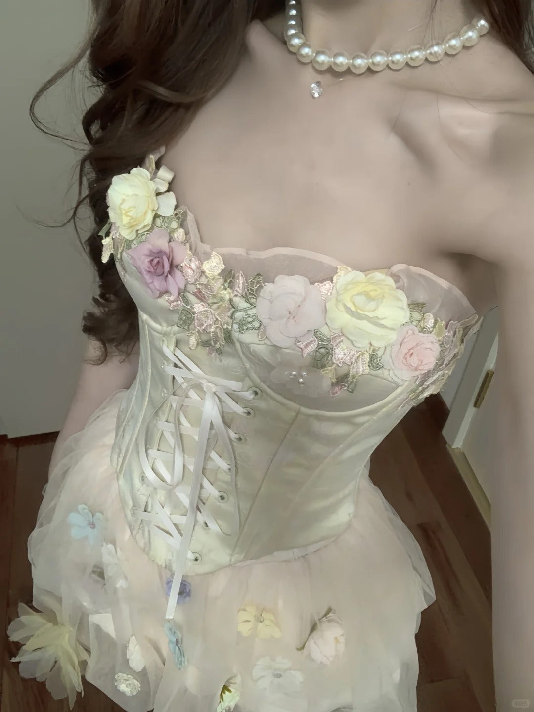 Cute Pink 3D Flower Corset With Bud Skirt 17Th Birthday Homecoming Dresses