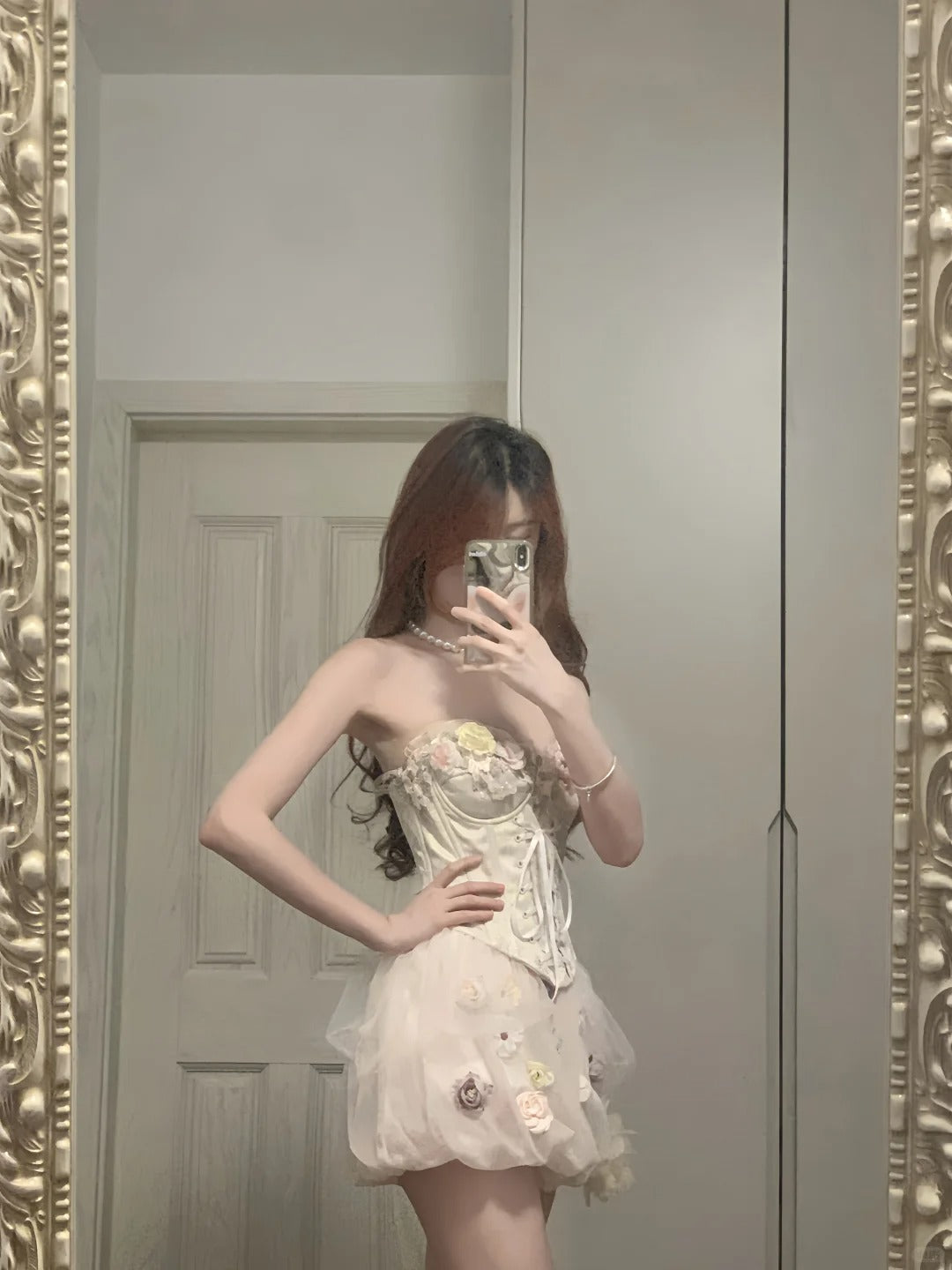 Cute Pink 3D Flower Corset With Bud Skirt 17Th Birthday Homecoming Dresses Main image