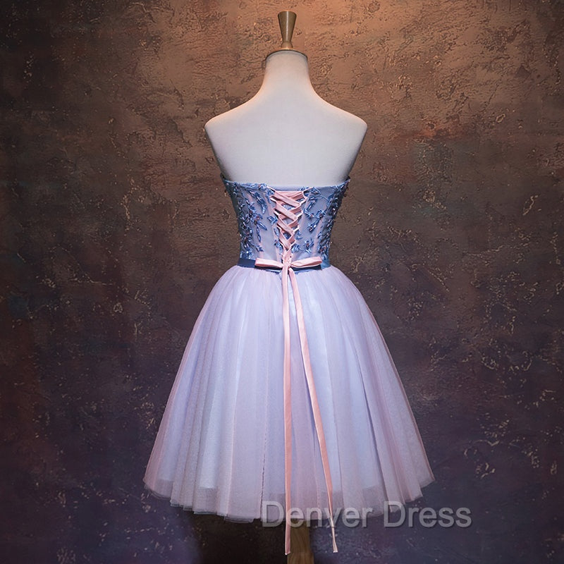 Cute Pink and Blue Homecoming Dresses, Tulle Short Prom Dresses Secondary image