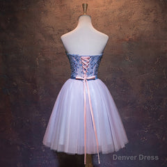 Cute Pink and Blue Homecoming Dress, Tulle Short Prom Dress