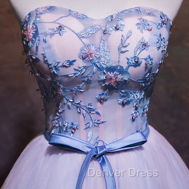 Cute Pink and Blue Homecoming Dresses, Tulle Short Prom Dresses