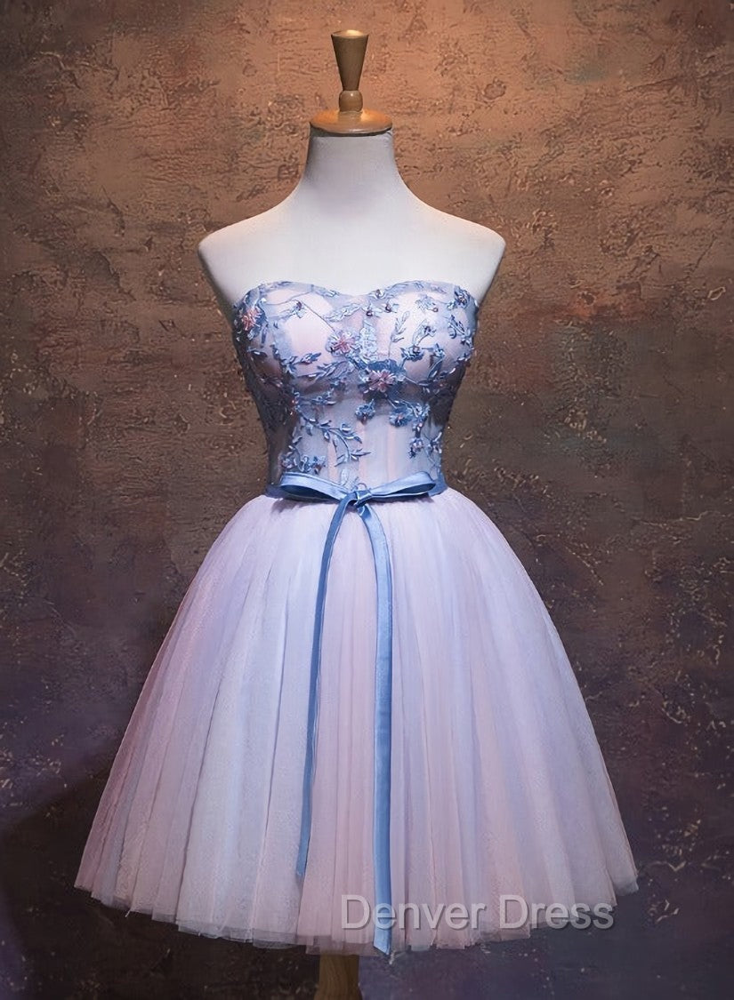 Cute Pink and Blue Homecoming Dresses, Tulle Short Prom Dresses Main image