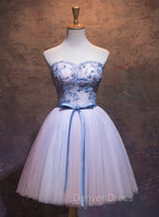 Cute Pink and Blue Homecoming Dresses, Tulle Short Prom Dresses