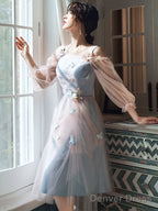 Cute Pink And Blue Short Tulle Homecoming Dress Party Dress, Lovely Tulle Prom Dresses