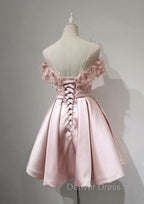 Cute Pink Satin Short Prom Dresses , Lovely Party Dresses