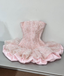 Cute Pink Strapless Lace Satin A Line Short Homecoming Dress 21St Birthday Prom Dresses