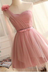 Cute Pink Sweetheart Tulle Homecoming Dresses,Sleeveless A-Line Short Homecoming Dresses
