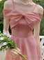 Cute Pink Tea Length Off Shoulder Wedding Prom Dress, Pink Short Prom Dresses