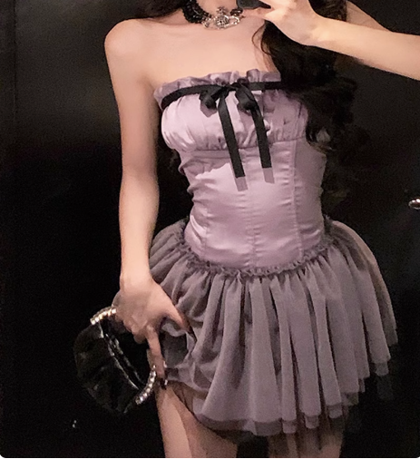 Cute Purple Satin Tulle 17Th Birthday Homecoming Dresses